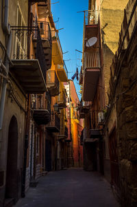 Narrow street amidst buildings in city