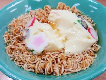 Close-up of noodles served in plate