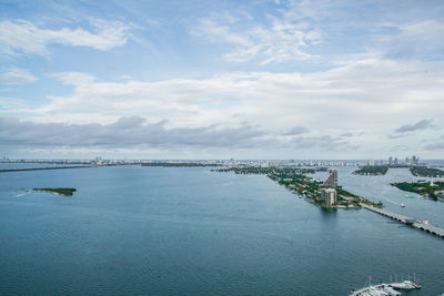 View of calm sea against cloudy sky