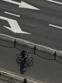 High angle view of bicycle on street