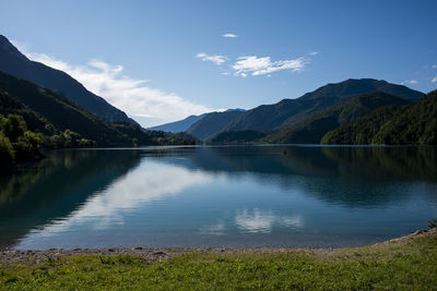 Image of lake ledro in the early morning in the province of trento, italy
