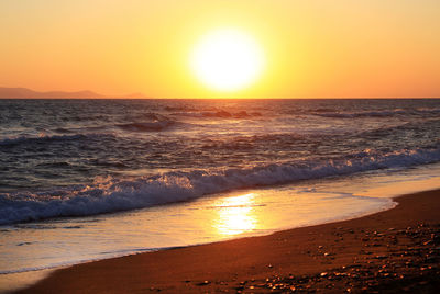 Scenic view of sea during sunset