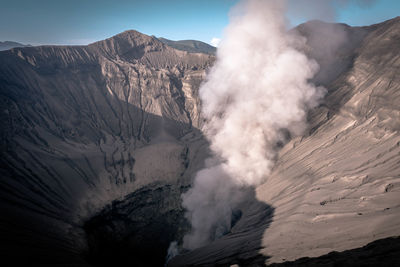 Volcanic landscape against sky