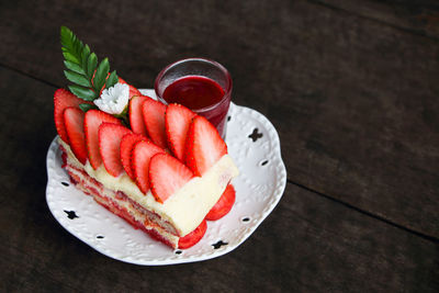 High angle view of cake on table