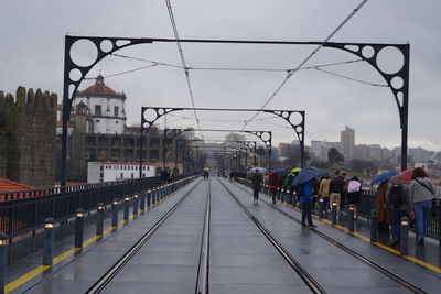 Railroad track against sky