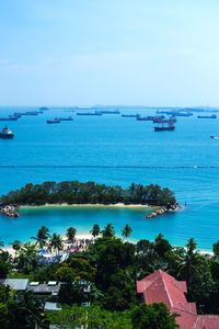 High angle view of sea against sky