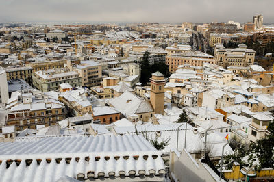 High angle view of townscape against sky