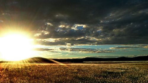 Scenic view of landscape against cloudy sky