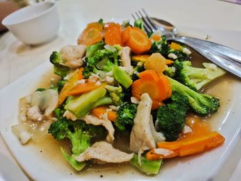 Close-up of salad in plate on table