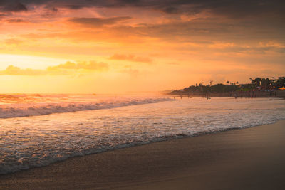 Scenic view of beach during sunset