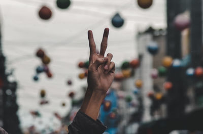 Close-up of man hand on floor