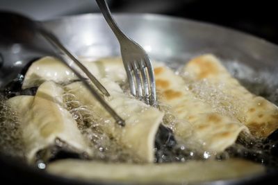 Close-up of food in cooking pan