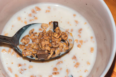 High angle view of breakfast served in bowl