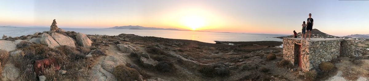 Panoramic view of mountain against sky during sunset