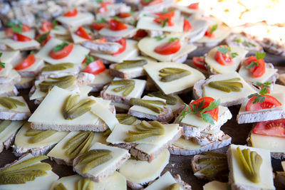 Full frame shot of chopped vegetables for sale