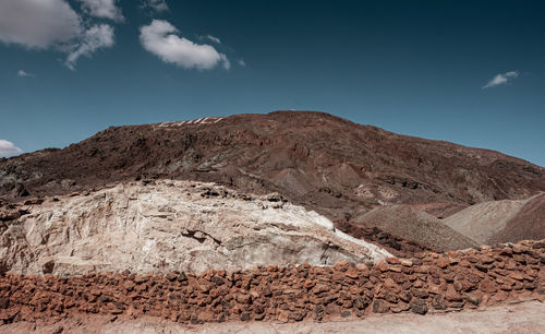 Rock formations in desert against blue sky