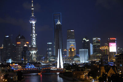 Illuminated city at night