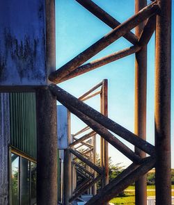 Low angle view of metallic structure against sky