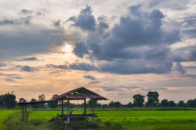 Scenic view of field against sky during sunset