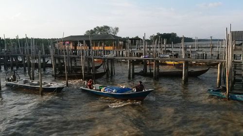 Boats in harbor