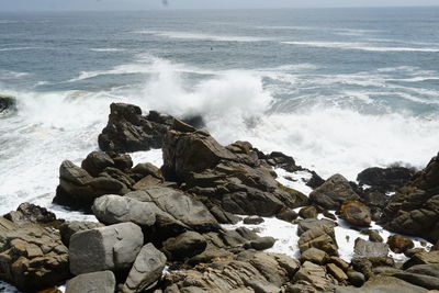 Scenic view of rocks in sea