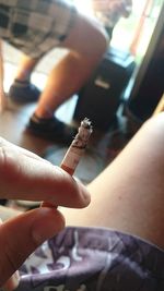 Close-up of woman smoking cigarette