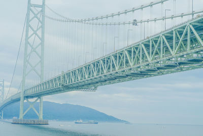 Low angle view of suspension bridge