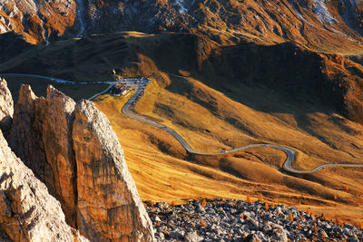 High angle view of mountain road