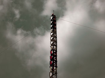 Low angle view of crane against sky