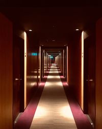 Illuminated corridor in building