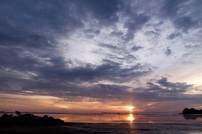 Scenic view of sea at sunset