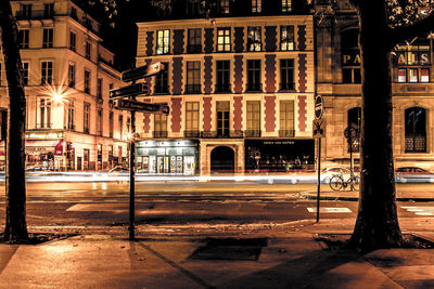 View of city street at night