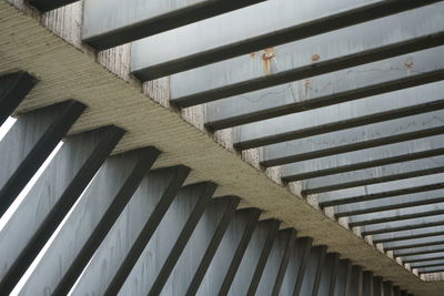 Low angle view of metallic ceiling