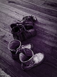 High angle view of shoes