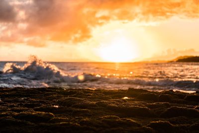 Scenic view of sea against sky during sunset