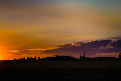 Silhouette landscape at sunset