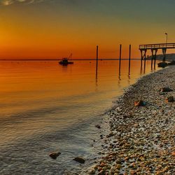 Scenic view of sunset over sea