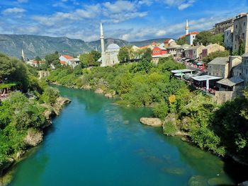 View of town by river