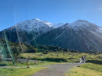 Scenic view of mountains against clear sky