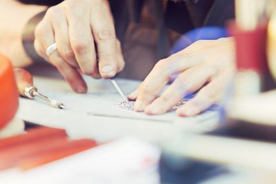 Woman working on table