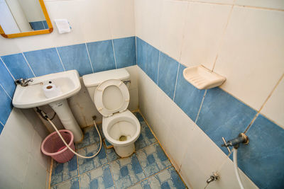 High angle view of bathroom