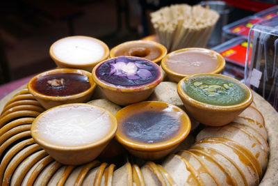 High angle view of food on table