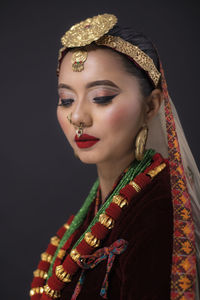 A nepali woman in traditional attire