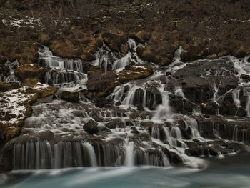 Scenic view of waterfall