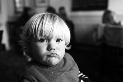 Portrait of cute boy at home