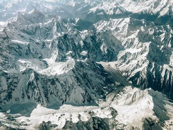 Aerial view of snowcapped mountains