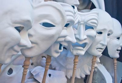 Close-up of venetian masks