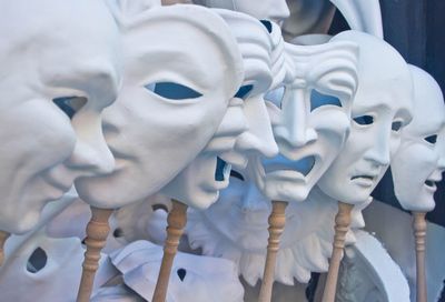 Close-up of various masks