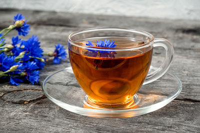 Close-up of tea served on table