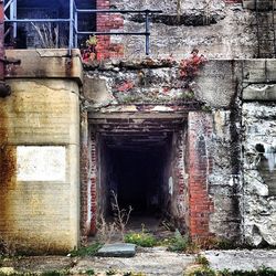 Closed door of building